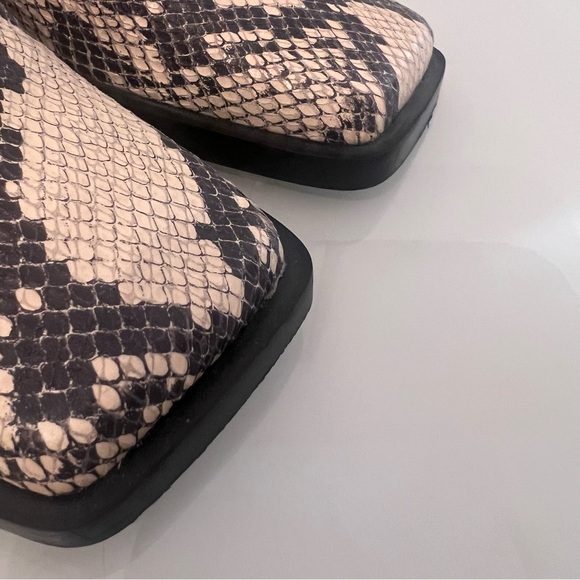 ZARA snakeskin embossed ankle boots square toe block heel - Picture 9 of 16